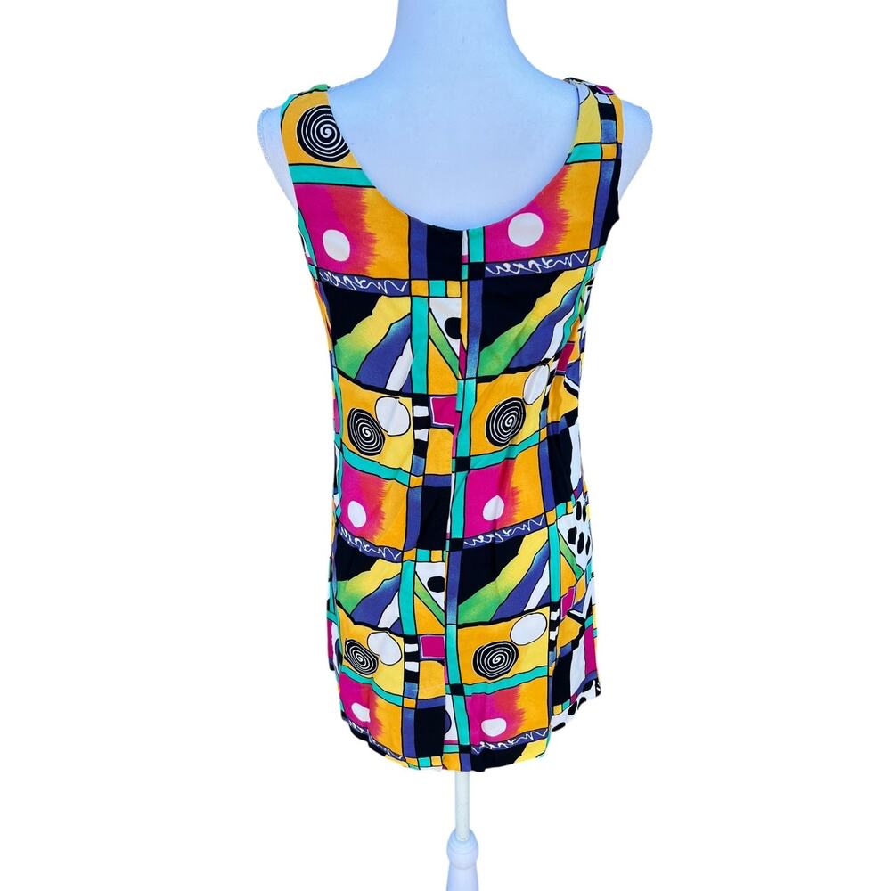 Paul Et Duffier Women's XS 90s Funky Colorful Vintage Mini Dress Sleeveless
